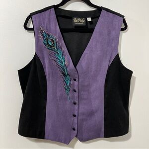 Bob Mackie Purple Peacock Feather Fairycore Whimsical Artistic Vest [size L]